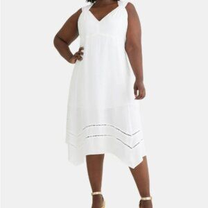 NEW Terra & Sky Black Label Dress Sz 3X - 24-26W - White Handkerchief Hem NWT